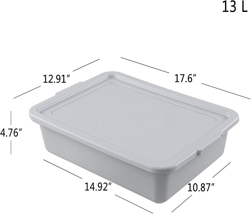 Saedy 3 Pack 13 L Food Service Bus Tub with Lid, Restaurant Dish Tub Food Grade, Grey - Image 2